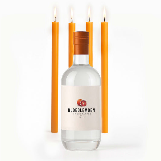 Bloedlemoen Gin Original plus FREE Set of 4 Load Shedder Candles