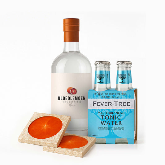Bloedlemoen Gin Original, Fever-Tree Mediterranean tonic plus FREE set of 2 Alkaline Coasters